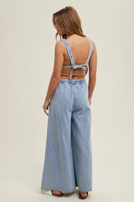 Betty Wide Leg Denim Overalls