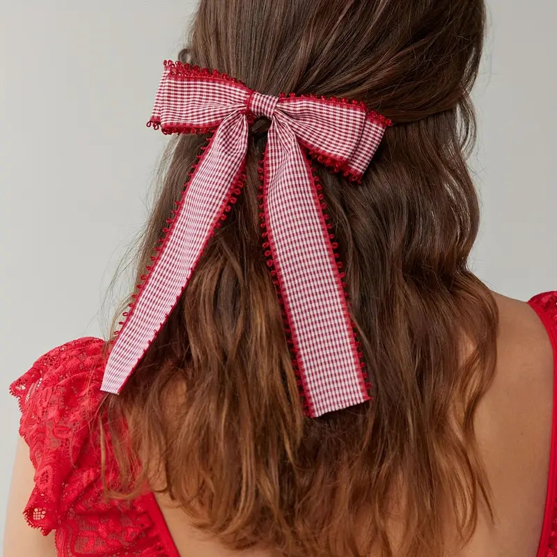 Emma Gingham Bow Barrette