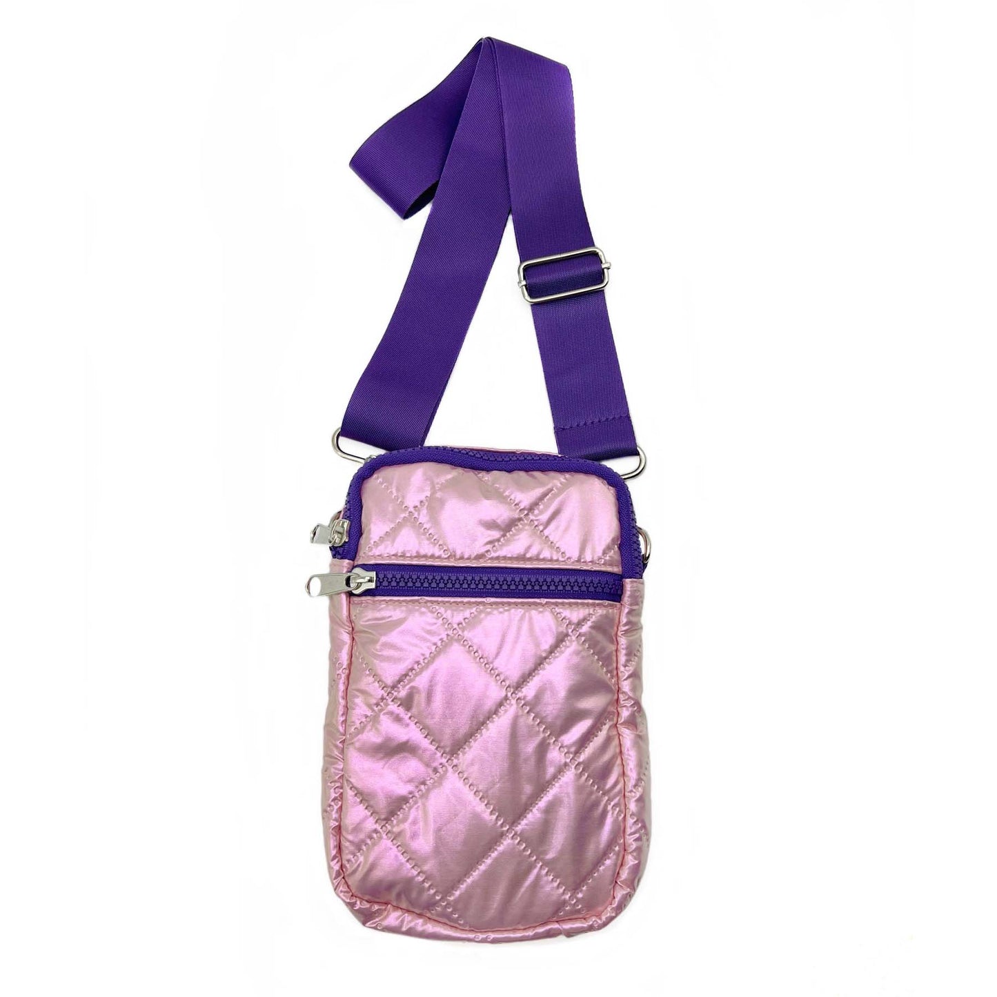 Shimmer Pink Puffer Messenger Cross Body Bag