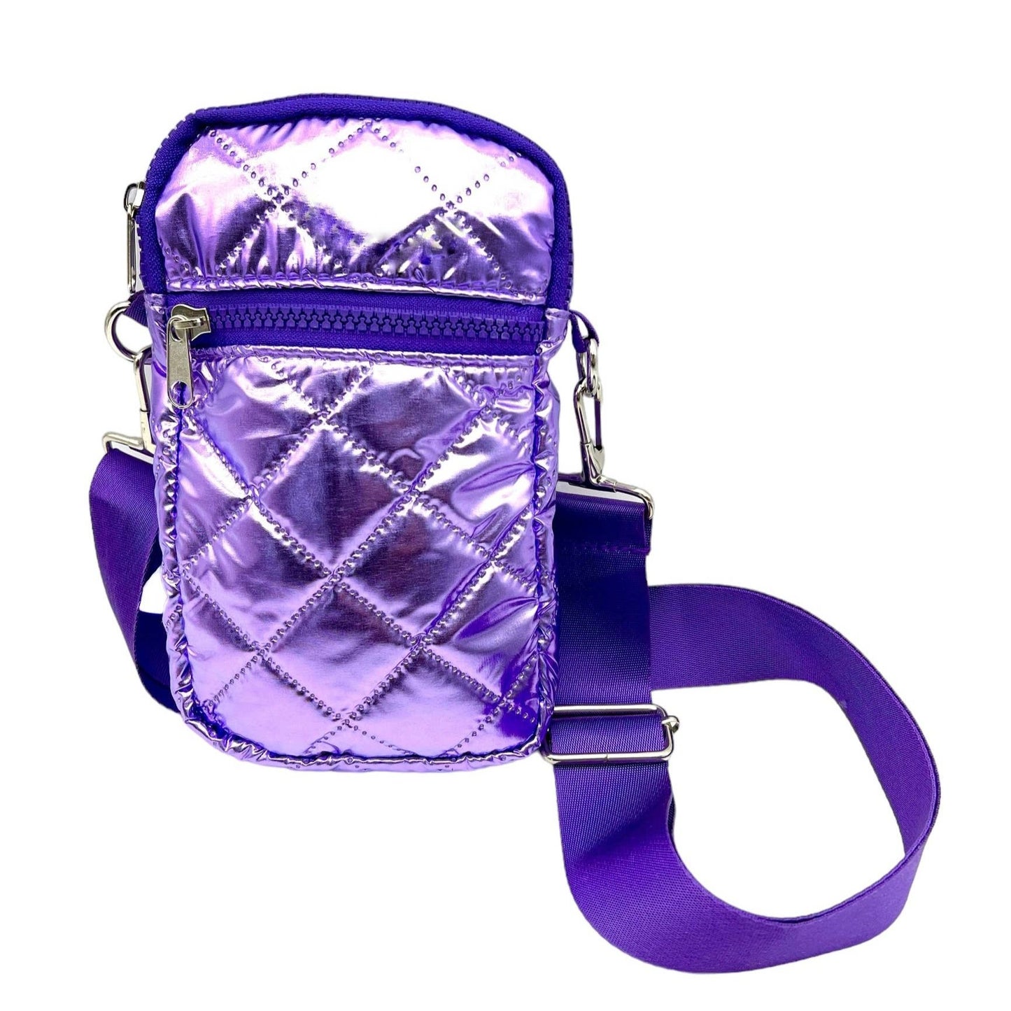 Purple Puffer Messenger Cross Body Bag