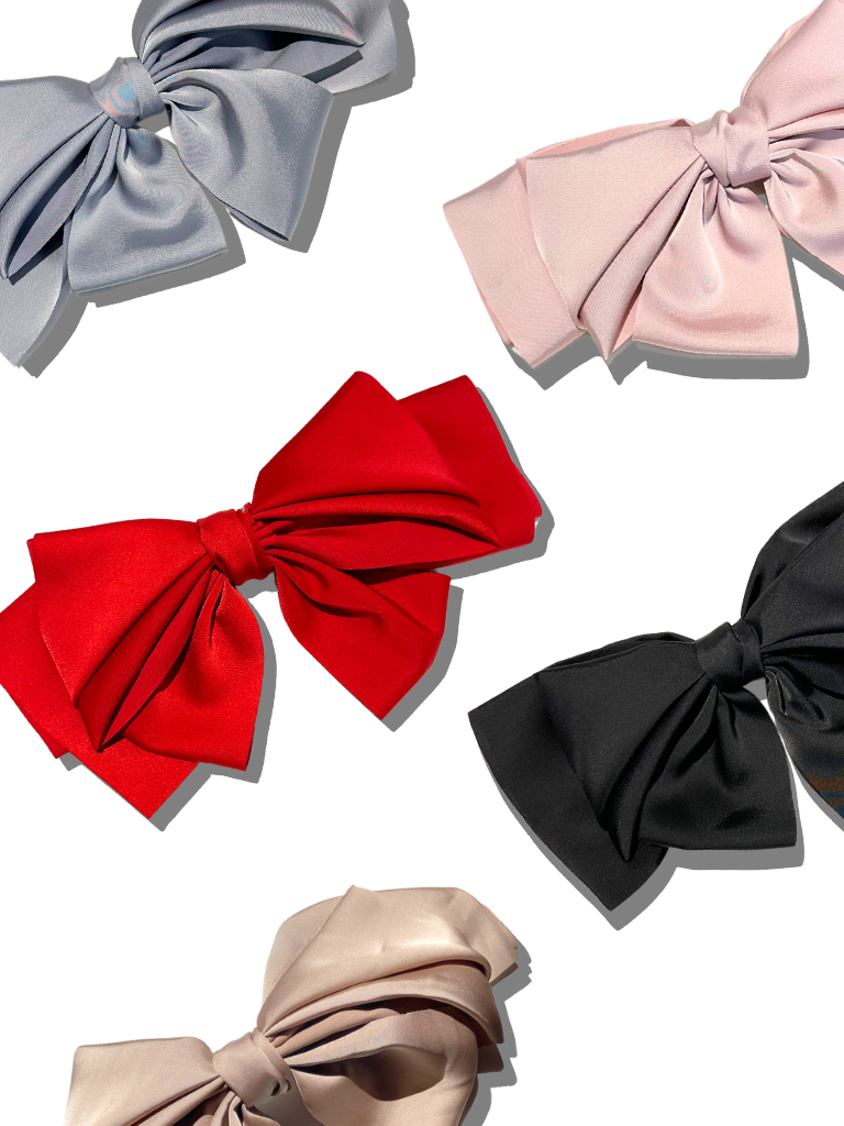 Handmade Satin Bow Hair Clip | Holiday Accessories: Pink