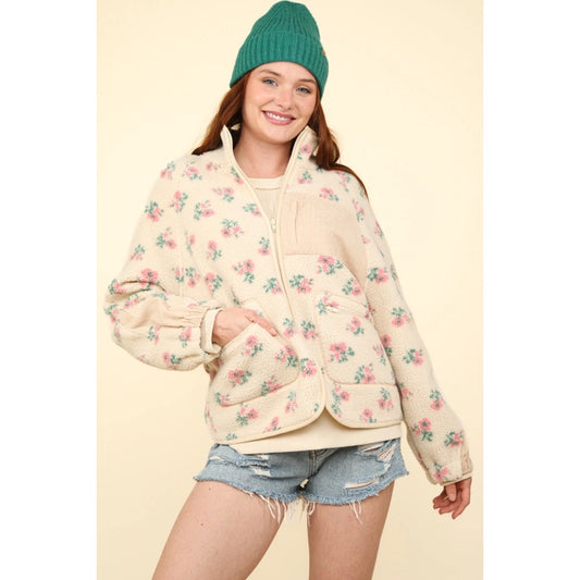 Zoe Floral Fleece Zip Up