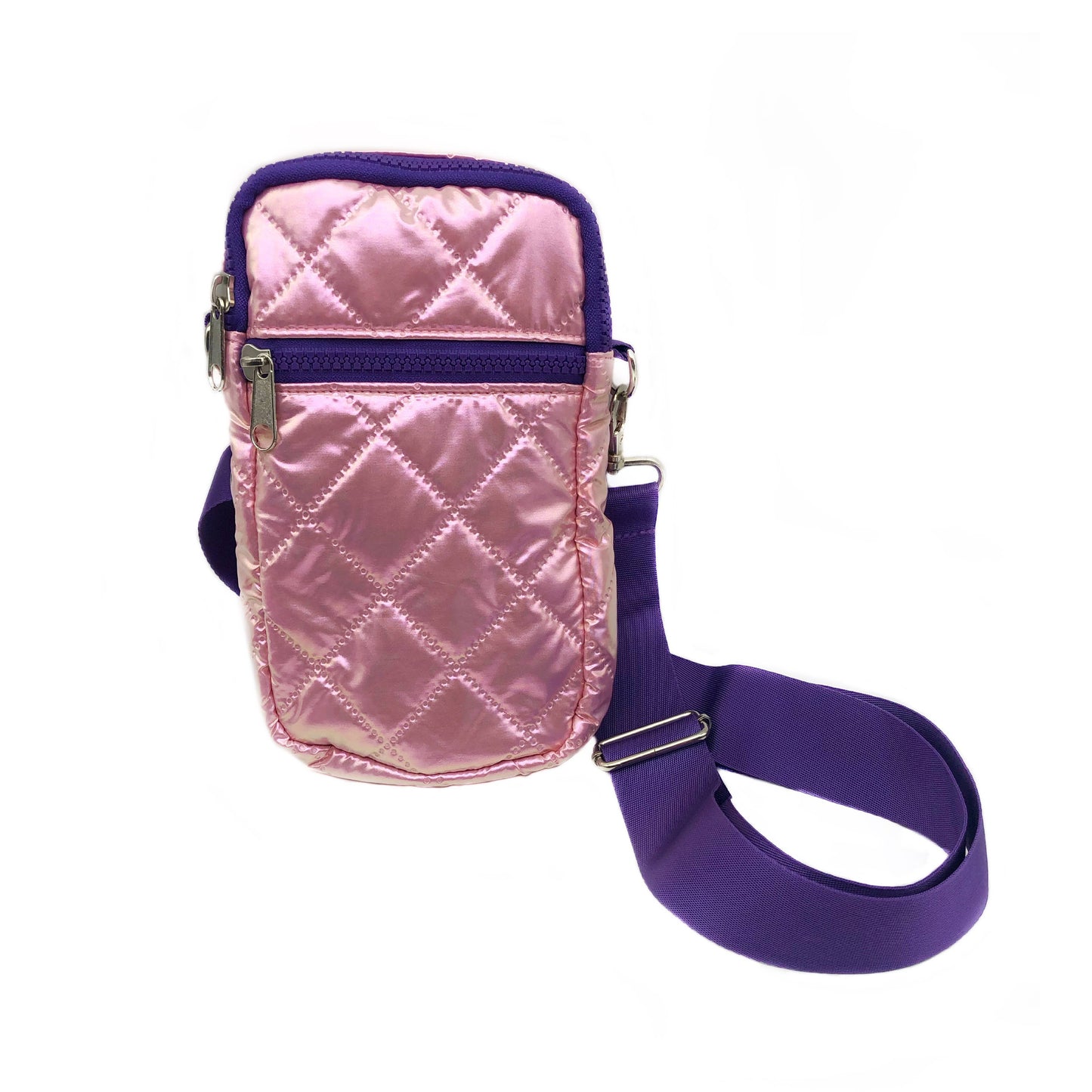 Shimmer Pink Puffer Messenger Cross Body Bag