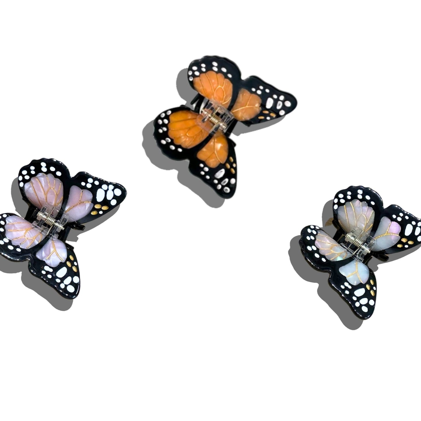 Hand-painted Mini Monarch Claw Hair Clip | Eco-Friendly: Orange