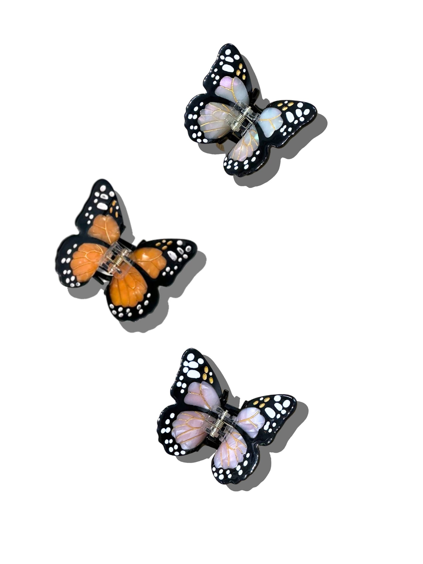 Hand-painted Mini Monarch Claw Hair Clip | Eco-Friendly: White