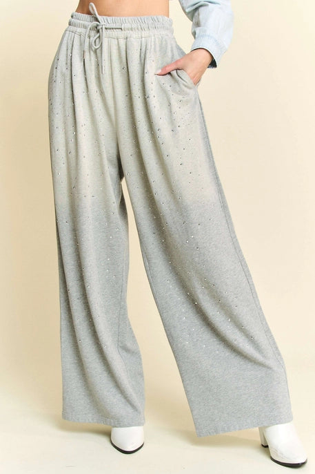 Disco Crystal Wide Leg Sweat Pant