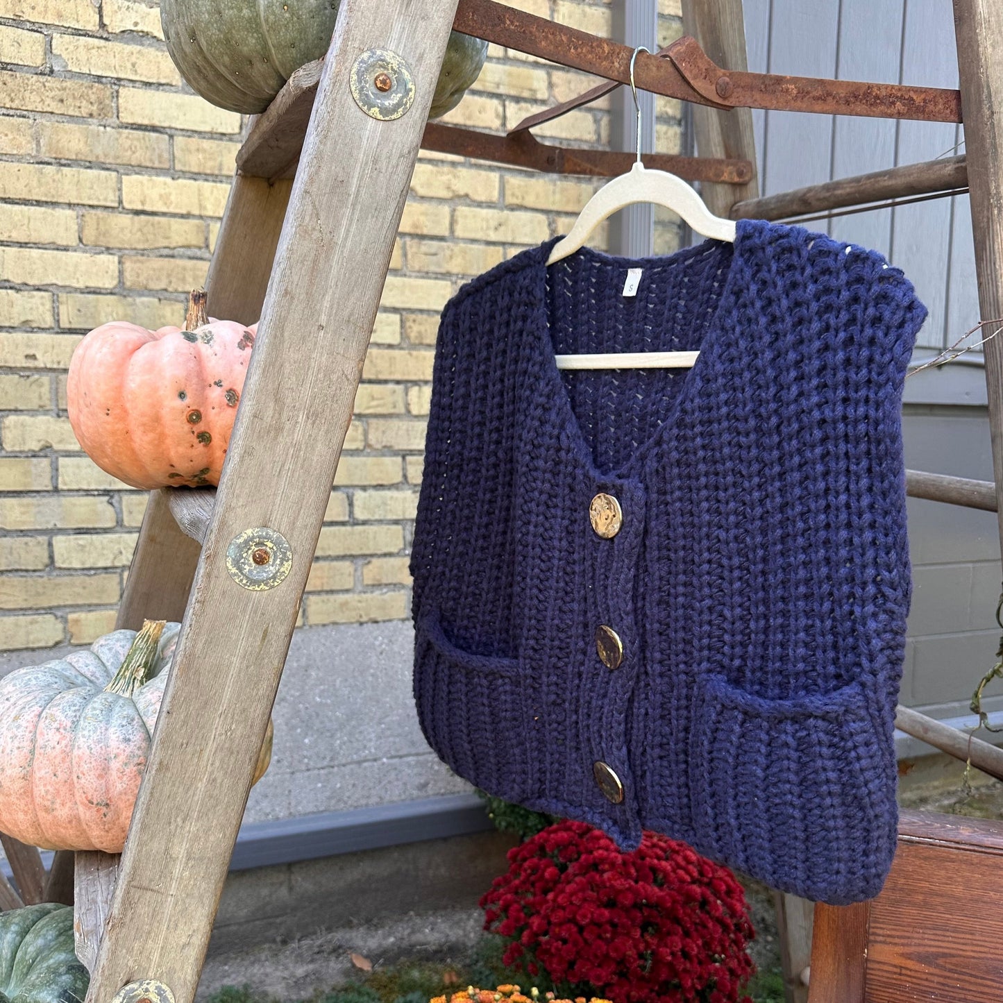 Hailey Navy Sweater Vest Cardigan