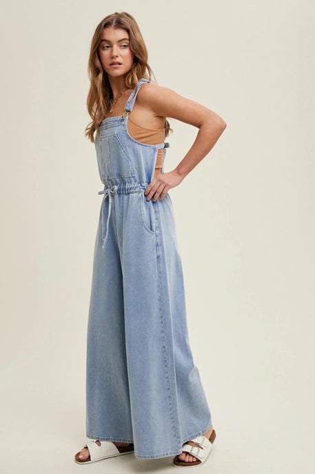 Betty Wide Leg Denim Overalls