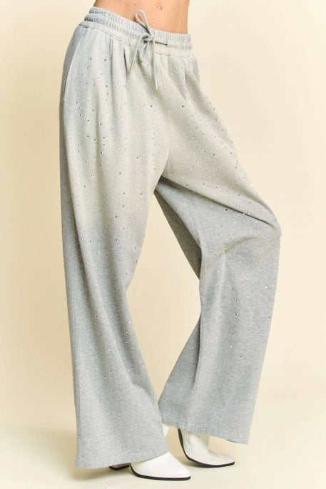 Disco Crystal Wide Leg Sweat Pant