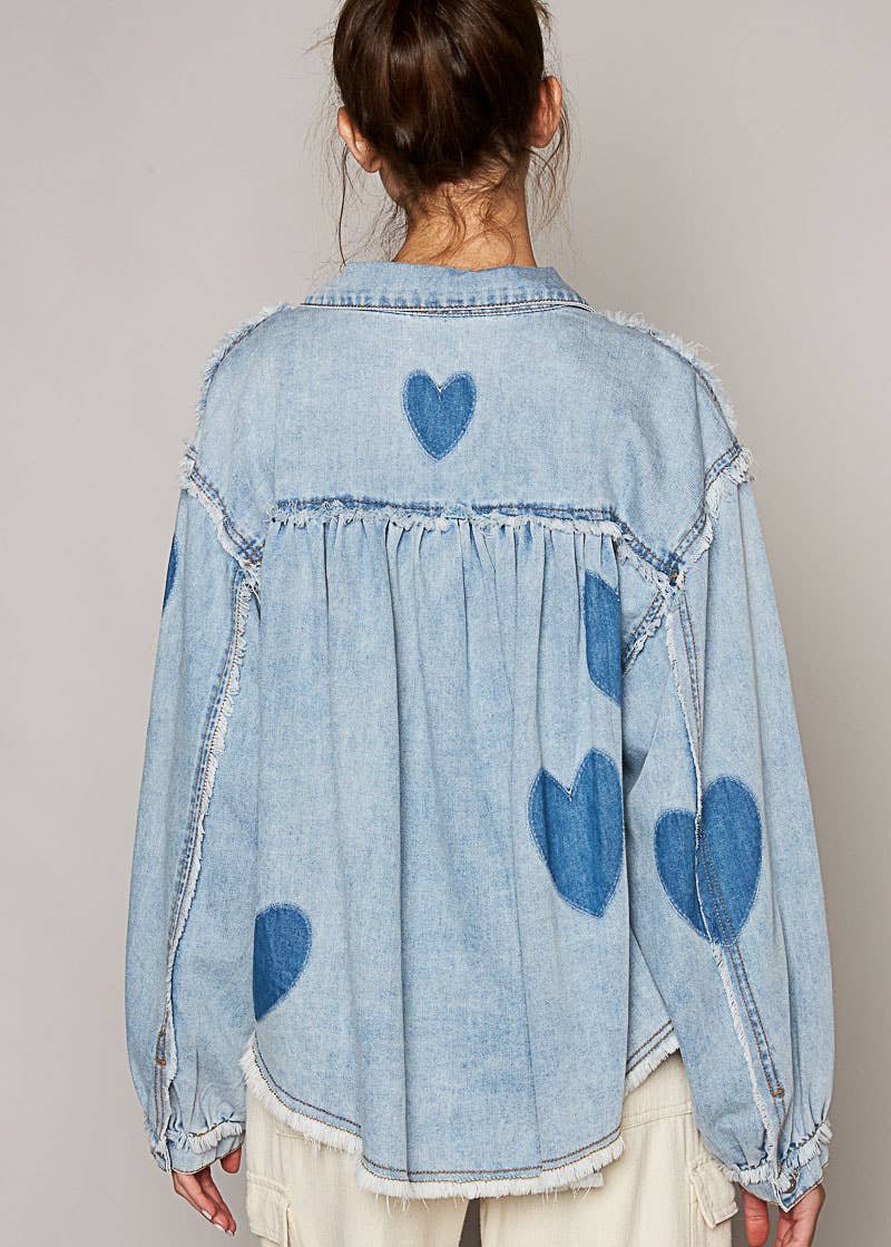 Heart on my Sleeve Denim Shacket