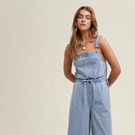 Betty Wide Leg Denim Overalls