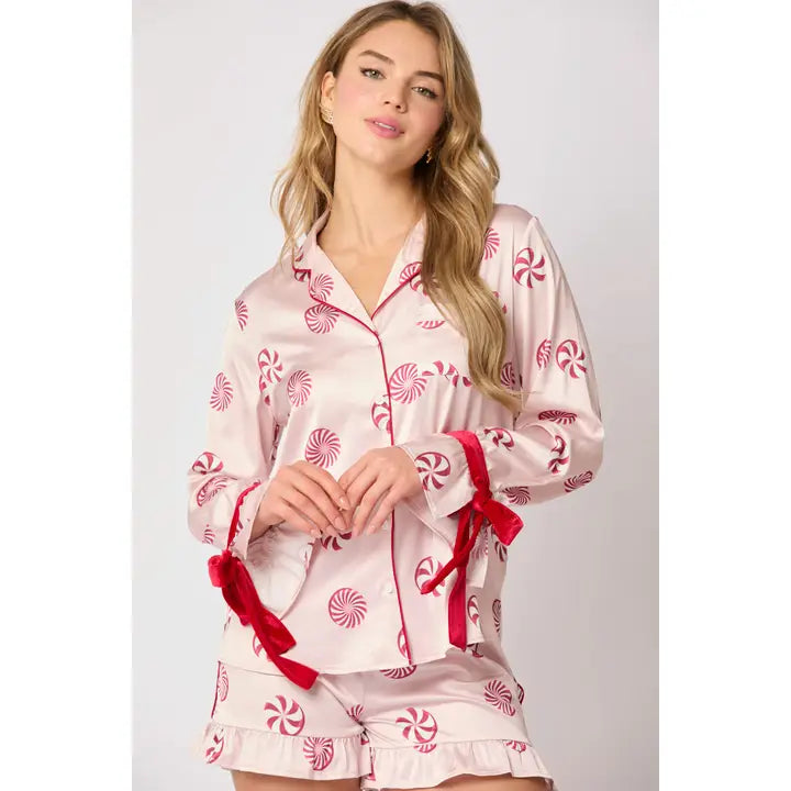 Peppermint Swirls Satin Pjs