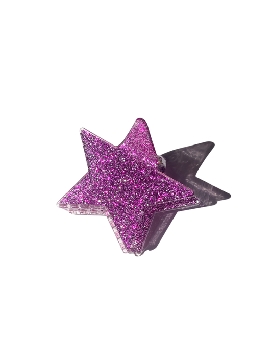 Big Star Glitter Claw Hair Clip: Pink