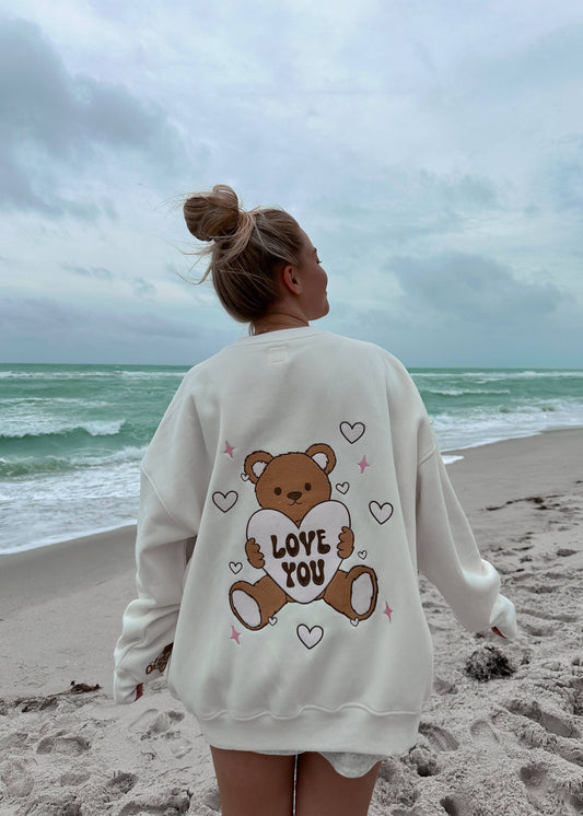 I Love You Teddy Bear Embroidered Sweatshirt