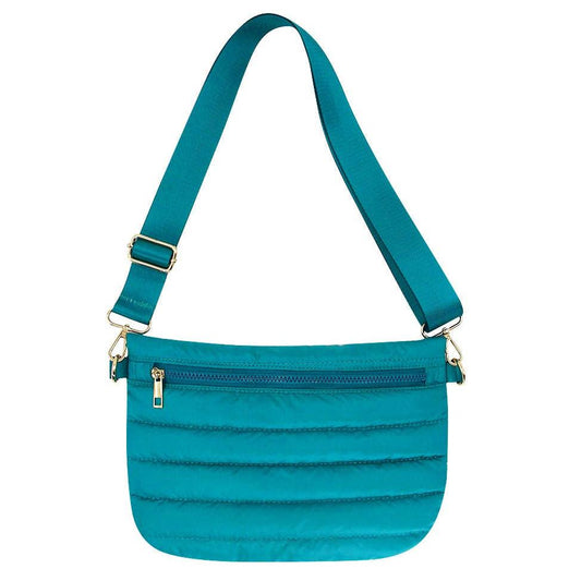 Teal Puffer Messenger Crossbody Shoulder Bag