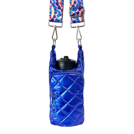 Indigo Blue Water Bottle Bag Crossbody Hydro Puffer Tote