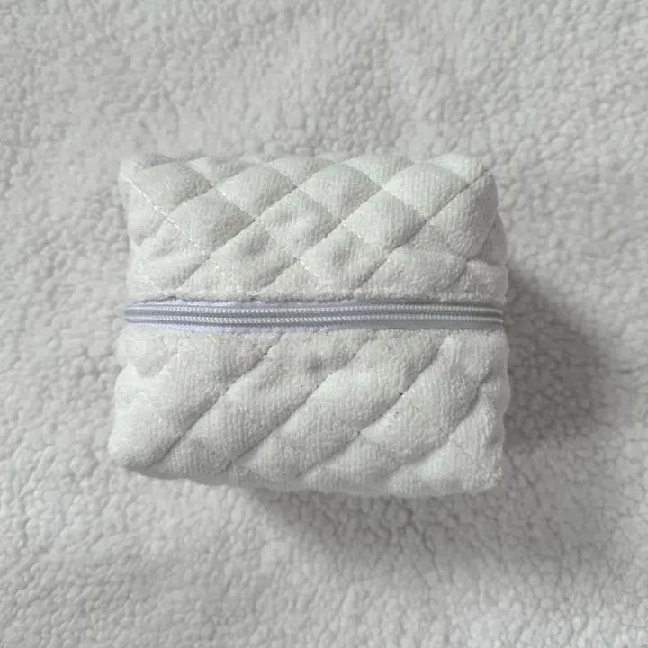 Teddy Bear Small Quilted Make Up Bag- Ivory