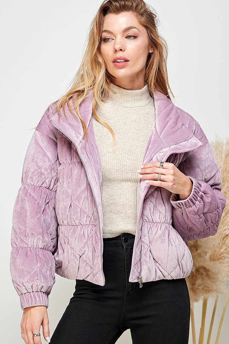 Velvet Puffer Jacket Small