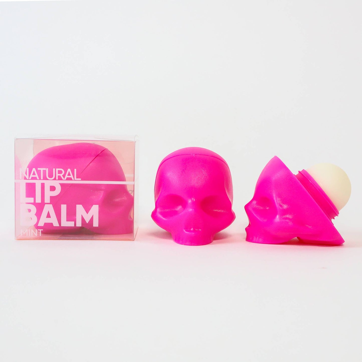 Pink Skull Lip Balm 100% Natural: Hot Pink / Mint