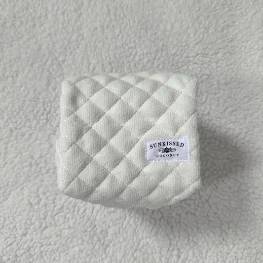 Teddy Bear Small Quilted Make Up Bag- Ivory