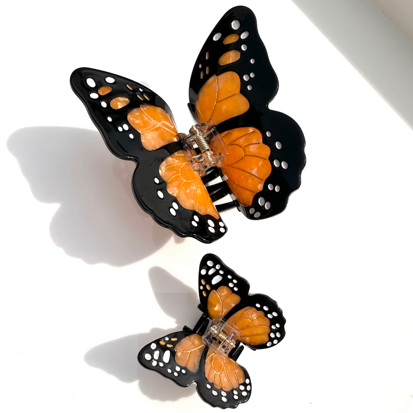 Hand-painted Mini Monarch Claw Hair Clip | Eco-Friendly: Orange