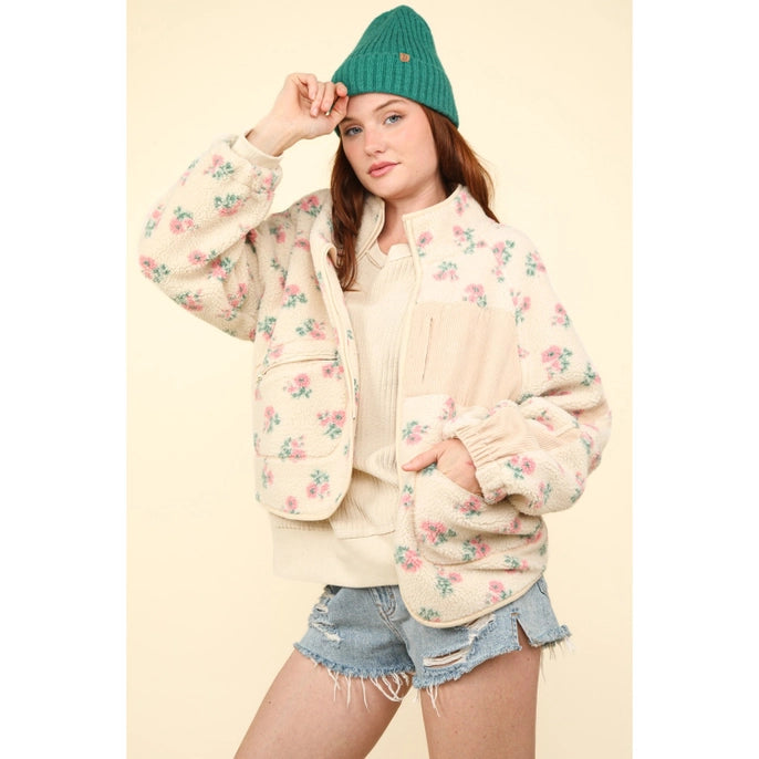 Zoe Floral Fleece Zip Up